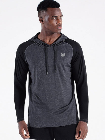 Men'S Dry Fit Athletic Shirt Workout Running Long Sleeve Shirts with Hoods