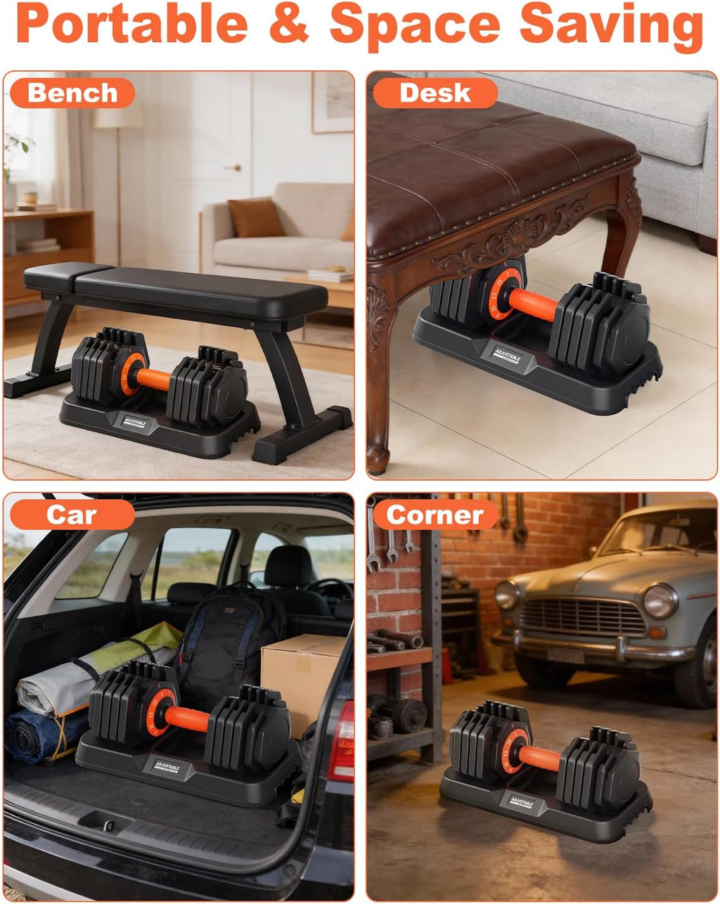 2026 Upgrade Adjustable Dumbbell Set 25Lb/50Lb, Small Increment in 3-6Lb, 1 Hand Quick-Dial, 10-In-1 Adjustable Dumbbells with Tray, Anti-Slip Grip for Home Gym HIIT Strength Training