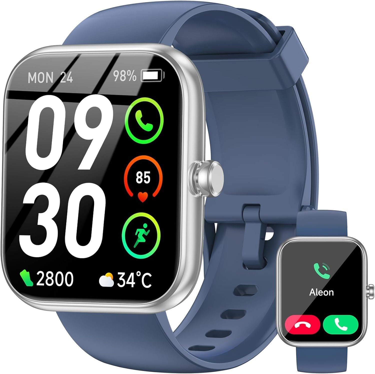 Smart Watch with Alexa Built-In, 1.83" HD Touchscreen Fitness Tracker, Bluetooth Notifications/Calls, IP68 Waterproof, 120+ Sport Modes, 24/7 Heart Rate & Sleep Monitor for Iphone Android Ios (Blue)